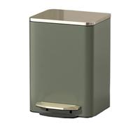 Modern 12L Army Green Stainless Steel Step Trash Can with PU Leather Coating Soft-Close Pedal Removable Inner Bucket Sleek Design for Home & Office