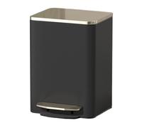 Modern 12L Stainless Steel Step Trash Can with PU Leather Outer Layer Soft-Close Pedal Removable Inner Bin Sleek Black Design for Home & Office