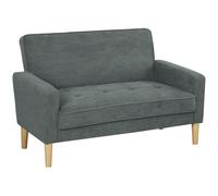 HOMCOM 2 Seater Sofa - Velvet-Feel Upholstered Loveseat for Small Space - Grey | TJ Hughes