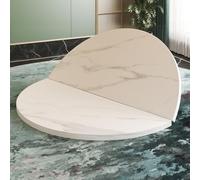 Modern 140cm Round Folding Dining Table Marble Effect & Wood Grain Finish Black Metal Legs Seats 4-10 Includes White Jazz Lazy Susan