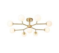 Modern 17-Light Chandelier - Opaline Glass & Irregular Chrome Pendant Lamp for Stylish Home Decor Dining Room & Bar Lighting 7 Heads Ceiling Fixture