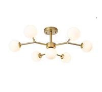 Modern 17-Light Chandelier with Opaline Glass Irregular Chrome Metal Ceiling Lamp for Stylish Dining Room & Bar Decor - 7 Heads Pendant Light Fixture