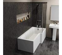 Modern 1700mm L Shaped Right Hand Shower Bath Front and End Panel Acrylic Bathtub White Bathroom Tub