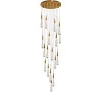 Modern 18-Light Crystal Chandelier Raindrop High Ceiling Pendant Lights Fixture Seeded Glass Shade Dome Long Chandelier,Chandeliers