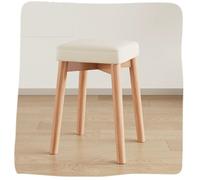 Modern 18" Wooden Stacking StoolsBackless Upholstered Square Counter Stool for Kitchen Dining Room Home OfficeCream Color SpaceSaving Design