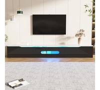 Modern 180cm LED TV Stand Wall-Mounted & Freestanding Glossy Black Finish 3-Door Storage Stylish Entertainment Center for Living Room Contemporary TV Unit