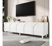 Modern 180cm TV Stand Cabinet with 5 Push-to-Open Doors Stylish Low Unit for 70-Inch Screen Minimalist Living Room Furniture Functional Entertainment Center with Ample Storage