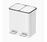 Modern 18L Double Cartment Stainless Steel Trash Can with Soft Close Lid & Pedal White Kitchen Waste Bin for Home nizat & Eco-Friendly Disposal