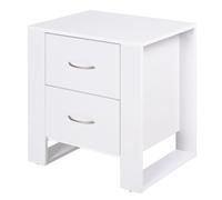 Modern 2-Drawer White Bedside Table - High Quality Particle Board, Luxe Design