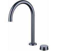 Modern 2 Hole Widespread Bathroom Sink Faucet, 360° Swivel Spout, Hot & Cold Water Mixer Tap for Vanity Basin, Stylish Grey Finish, & Easy to Install