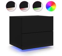 vidaXL Wall-mounted Bedside Cabinets with LED Lights 2 pcs Black