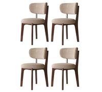 Modern 2-Piece Wooden Dining Set with Cotton & Linen Upholstery Walnut & Khaki Finish 113.4 kg Capacity Elegant Design for Home & Office 4 Items Total