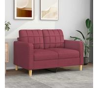 Modern 2-Seater Sofa Bed with Cushions, Stylish Fabric Couch for Living Room & Bedroom, Cactus Design, Wine Red, 120cm, Perfect for Small Apartments