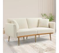 Modern 2-Seater Sofa with 3-Position Adjustable Backrest, Durable Loveseat with Thick Padded Cushions, 165L x 72.5W x 75H cm, White Teddy Aosom UK