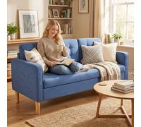 Modern 2 Seater Sofa with Storage Compact Loveseat Sofa for Living Room Cream