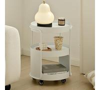 Modern 2-Tier End Table with 3-Layer Storage Shelf Stylish Nightstand for Small Spaces Ideal for Bedroom Living Room & Entryway - White Finish