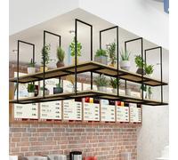 Modern 2-Tier Floating Shelf Plant Stand - Ceiling Hanging Storage Organizer for Home, Bar, Kitchen & Flower Shop - Decorative Display Rack & Wine Holder (100x30x80cm) (90x30x80cm)