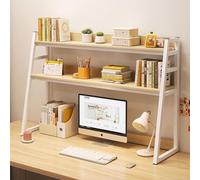 Modern 2 Tier Office Desk Shelf Organizer for Women and Men White 30in Desk Storage Rack and Bookshelf with Aesthetic Cubicle Decor Ideal for Home Office and Dormitory Organizing and Storage