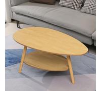Modern 2-Tier Oval Coffee Table 16.5" Mid-Century Solid Wood Design Stylish Wooden Center Table for Living Room Functional Storage & Tea Display Solution