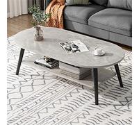 Modern 2-Tier Oval Coffee Table with Open Shelves, Small Space Furniture for Living Room & Office, Stylish Sofa Table, Contemporary Design, Functional Storage