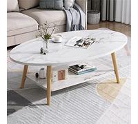 Modern 2-Tier Oval Coffee Table with Open Shelves, Stylish Small Furniture for Living Room & Office, Contemporary 2-Level Sofa Table