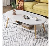 Modern 2-Tier Oval Coffee Table with Open Shelves - Stylish Small Furniture for Living Room & Office - Contemporary 2-Level Sofa Table, Space-Saving Design