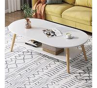 Modern 2-Tier Oval Coffee Table with Open Shelves, Stylish Small Furniture for Living Room & Office, Contemporary 2-Level Sofa Table, Chic Centerpiece
