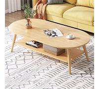 Modern 2-Tier Oval Coffee Table with Open Shelves, Stylish Small Furniture for Living Room & Office, Contemporary 2-Level Sofa Table, Chic Centerpiece