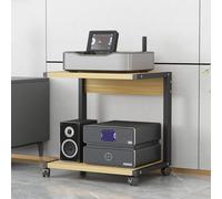 Modern 2-Tier Printer Stand with Wheels Adjustable Storage Shelves Perfect for Media Console Home Office nizer for Stereo Systems & Entertainment Center