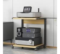 Modern 2-Tier Printer Stand with Wheels - Multifunctional AV Media Storage Rack Wooden Stereo Rack & Corner Entertainment Center for Audio Video Devices.