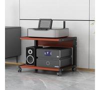 Modern 2-Tier Printer Stand with Wheels - Versatile AV Media Console & Audio Tower Storage Shelves Wooden Stereo Rack for Living Room Entertainment Center