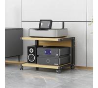 Modern 2-Tier Printer Stand with Wheels - Versatile AV Media Console Storage Shelves & Audio Tower for Living Room Corner Entertainment Center Stereo Rack Mobile & Space-Saving Solution