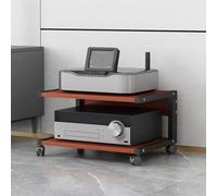 Modern 2-Tier Printer Stand with Wheels - Versatile AV Media Rack for Living Room Wooden Audio-Video Shelf Storage Shelves Stereo Rack for Home Entertainment Corner Audio Tower