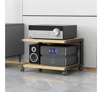 Modern 2-Tier Rolling Printer Stand with Storage Shelves AV Media Center Stereo Rack Entertainment Corner Tower for Home Office and Living Room nization