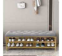 Modern 2-Tier Shoe Rack with Cushioned Seat Stylish Entryway Storage Bench for Bedroom Space-Saving nizer (120 x 30 x 46 cm)
