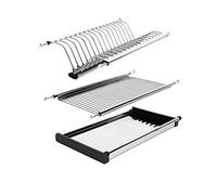 Modern 2-Tier Stainless Steel Folding Dish Drying Dryer Rack Plate Bowl Storage Organizer Holder for Cabinet Width 20.9-22.8in