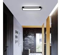 Modern 22W LED Ceiling Light Fixture with Elegant Rectangle Design for Living Rooms Bedrooms Kitchen and Hallway Acrylic Lampshade with Edge Glow Effect Aluminum Iron Construction 78CM Black