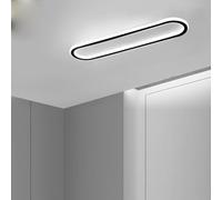 Modern 24W LED Rectangular Ceiling Light Fixture - Black Aluminum 100W Equivalent Ideal for Living Room & Bedroom Lighting 120CM White Light Illumination