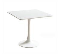 Modern 28.4" White Bistro Table - Square Tulip Dining Table Mid-Century Coffee Table for Kitchen Dining Room Living Room - Stylish Pedestal Design Perfect for Small Spaces