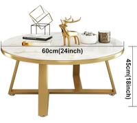 Modern 28" Round Marble Coffee Table with Gold Base, Adjustable Feet, Stylish Black Marble Top, Contemporary Living Room Center Table, Sofa Table for Elegant Décor
