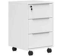 Homcom Modern 3-Drawer Locking File Cabinet Mobile Filing Cabinet White