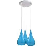 Modern 3 Head Round Base Ceiling Pendant Light with Adjustable Cord - E27 Base,Metal Light Fitting Teardrop Shaped Light Shade Hanging Lamps Perfect for Restaurant Dining Room (Blue, Without Bulb)