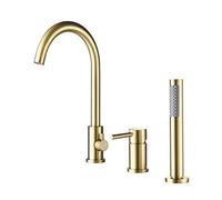 Modern 3-Hole Roman Bathtub Faucet with Shower - Single Handle Ceramic Valve, Stylish Bathroom Mixer for Ultimate Luxury Bathing Experience