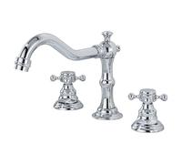 Modern 3-Hole Widespread Bathroom Faucet - Polished Finish, Easy Handle Control, No Drain Assembly, Stylish Design for Home Renovation - Upgrade Your Kitchen Sink Today!
