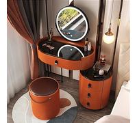 Modern 3 in 1 Makeup Table with LED Lighted Mirror Foldable Design s Top Ders Side Cabinet & Rolling Stool Slish Dressing Table for Home Use