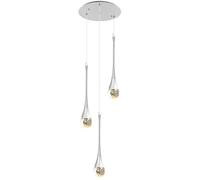Modern 3-Light LED Crystal Chandelier - Dimmable, Remote Control, Adjustable Color Temperature Pendant Light for Living Room, Foyer, Entryway, Staircase Lighting Fixture