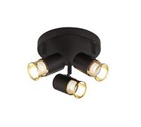 Modern 3 Light Triple Plate Ceiling Spotlight in Black with Gold Leaf Detail - LED Compatible …