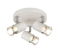Modern 3 Light Triple Plate Ceiling Spotlight in White and Silver Leaf - LED Compatible