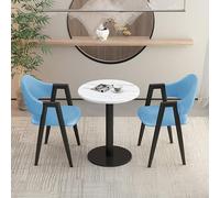 Modern 3-Piece Dining Set - Upholstered PU Chairs & Round Table for Office Reception Small Conference Rooms & Coffee Areas - Stylish Negotiation Table for Clubs & Meetings