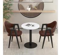 Modern 3-Piece Dining Set - Upholstered PU Chairs & Round Table for Office Reception Small Conference Rooms Clubs & Coffee Areas - Stylish & Functional Furniture Solution